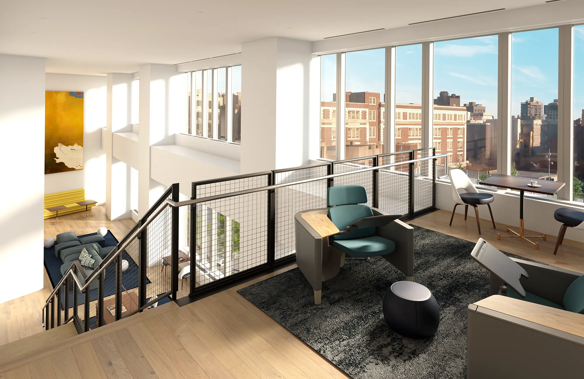 common area with desks and couches