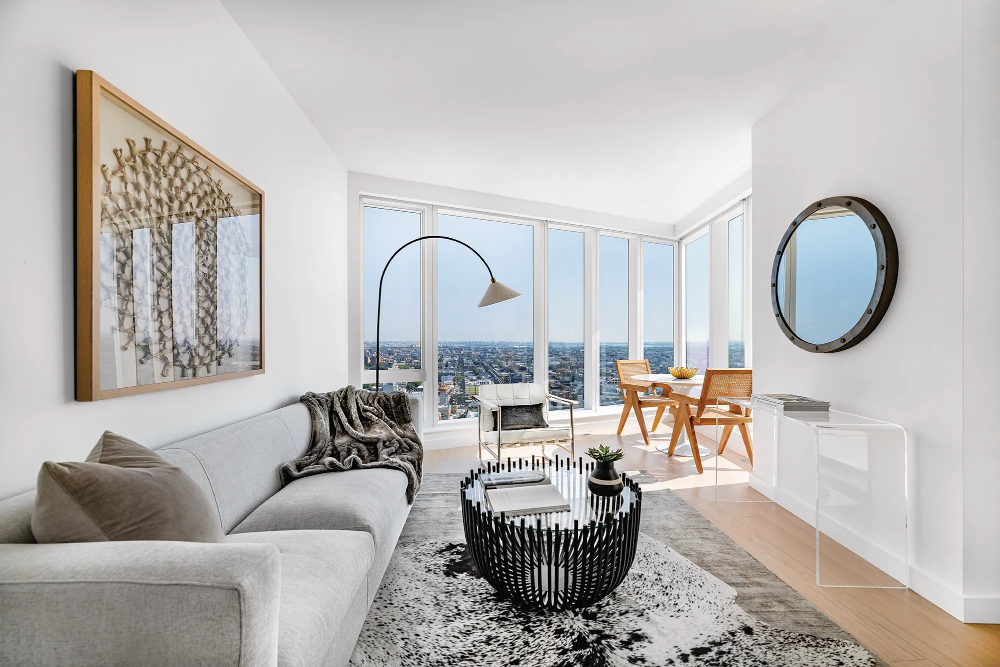 Spacious living room with Ceiling-to-Floor windows and wood floors