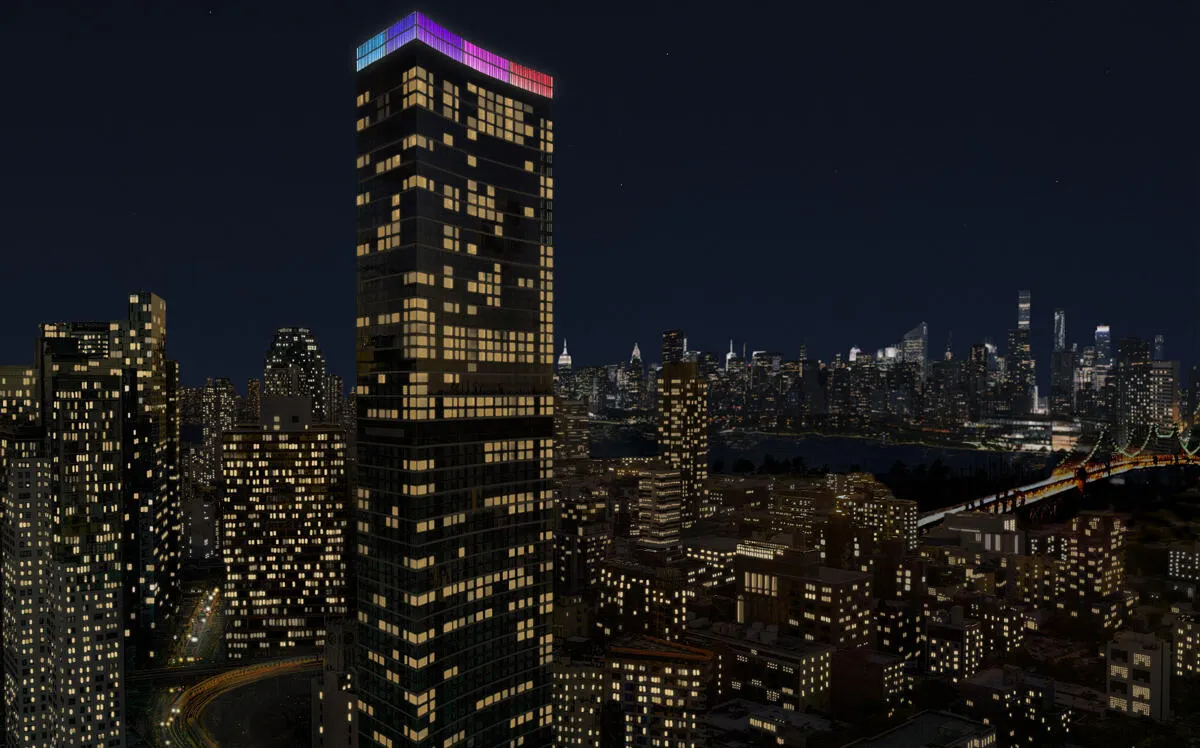 New Queens apartment allows tenants to control the colors of Manhattan skyscrapers